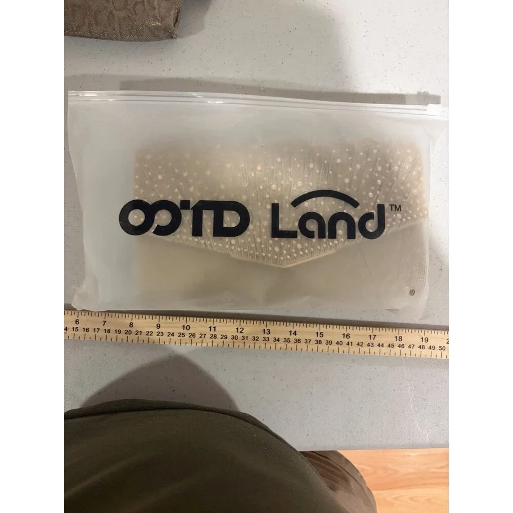 OTD Land Gold Beaded Glitter Clutch, Snap, Detach Chain Crossbody Strap